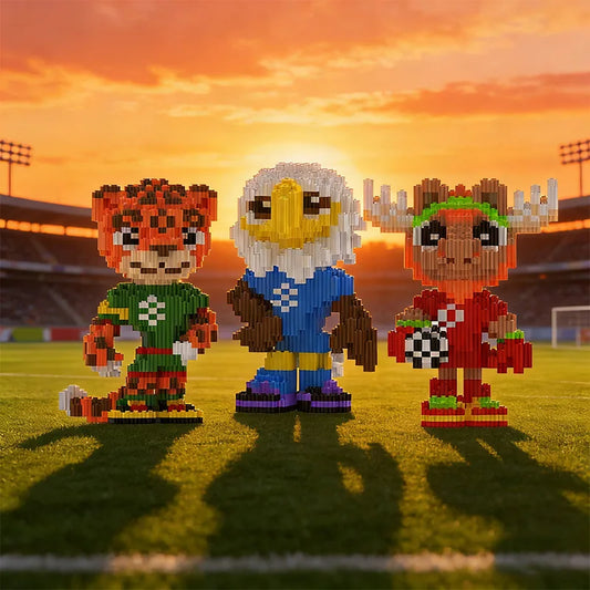 2026 FIFA World Cup Mascot Building Blocks Set Clutch Zayu Maple Mini Brick Soccer Figure Toy DIY Model Kit Collectible Gift Toy