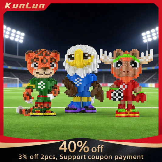 2026 FIFA World Cup Mascot Building Blocks Set Clutch Zayu Maple Mini Brick Soccer Figure Toy DIY Model Kit Collectible Gift Toy