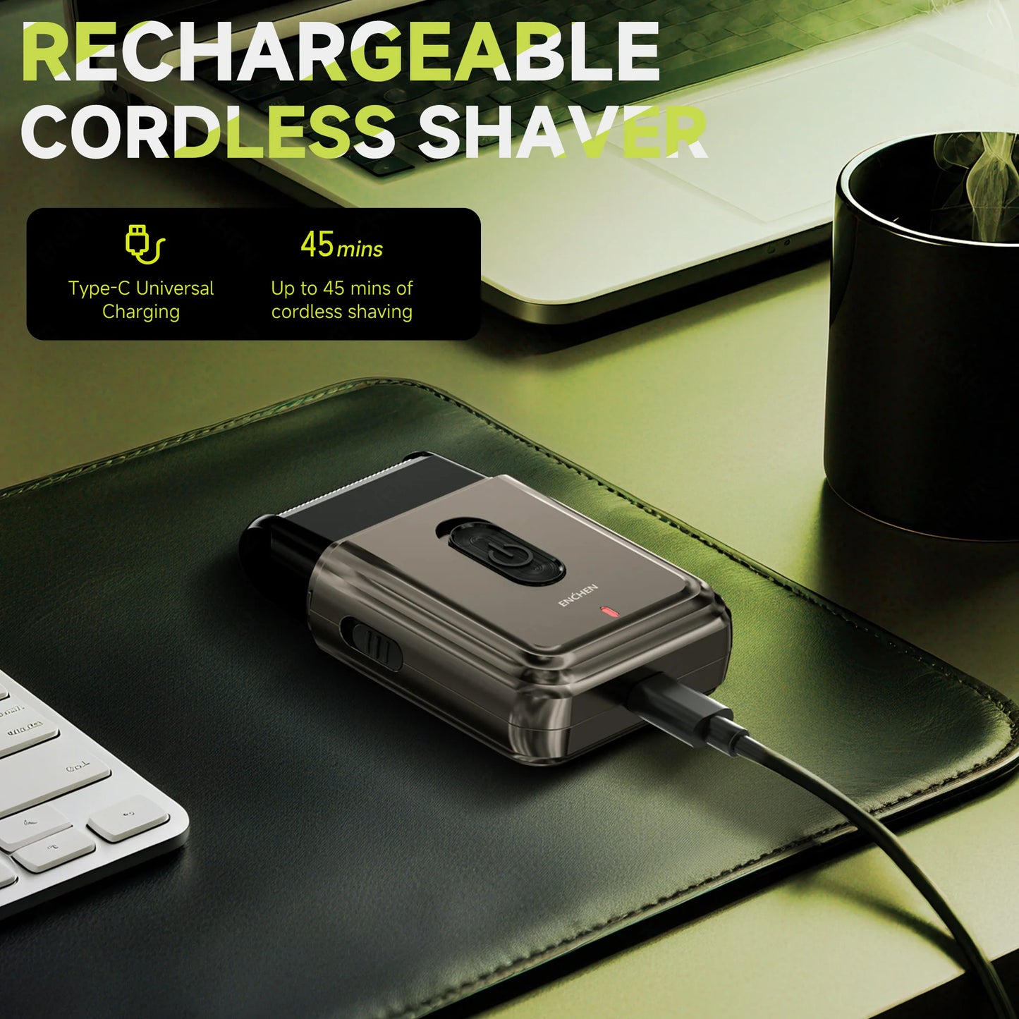 ENCHEN MS003 Compact Foil Shaver – Type-C Fast Charge, Pop-Up Trimmer