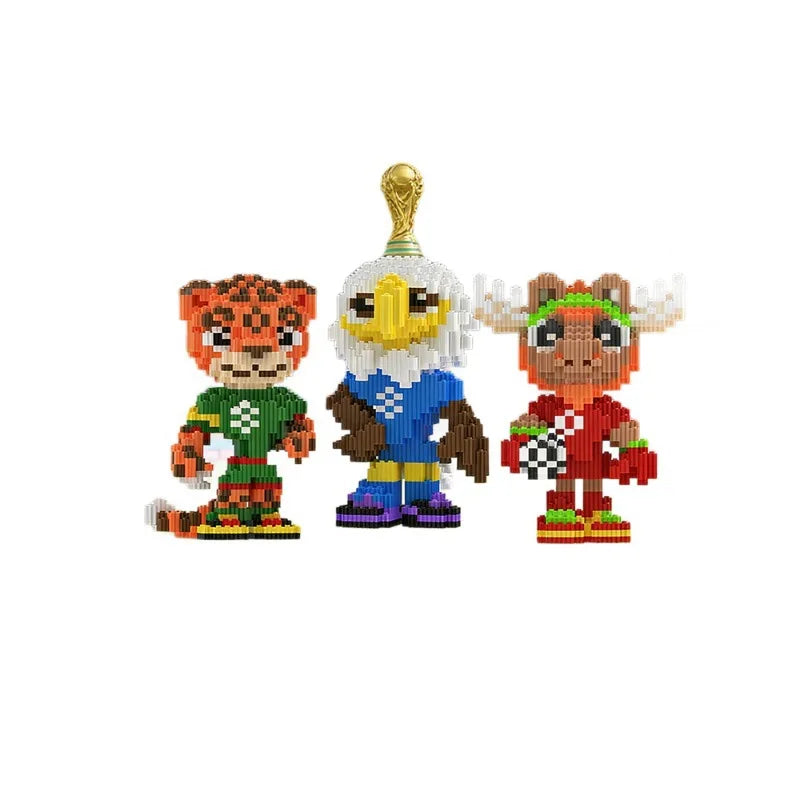 2026 FIFA World Cup Mascot Building Blocks Set Clutch Zayu Maple Mini Brick Soccer Figure Toy DIY Model Kit Collectible Gift Toy
