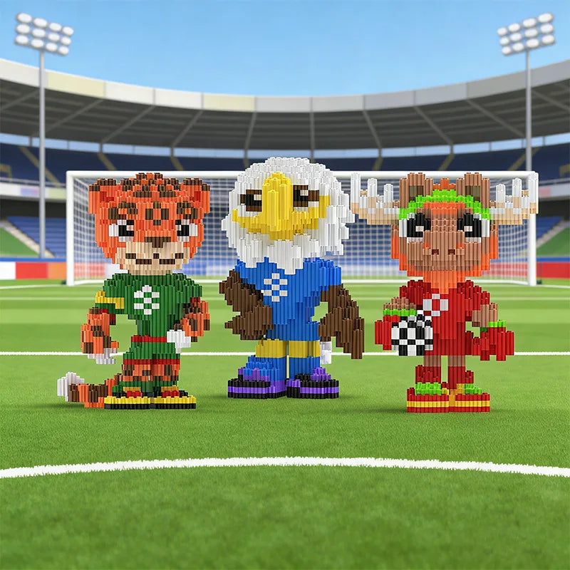 2026 FIFA World Cup Mascot Building Blocks Set Clutch Zayu Maple Mini Brick Soccer Figure Toy DIY Model Kit Collectible Gift Toy