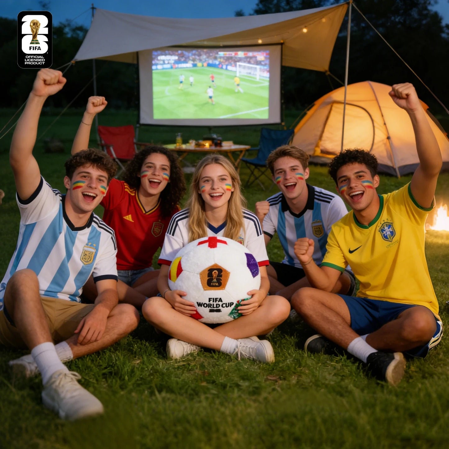 FIFA World Cup 2026 Soccer Ball Throw Pillow Football Style Pillow, 11.8in Trophy Design Cushion for Bedroom Living Room