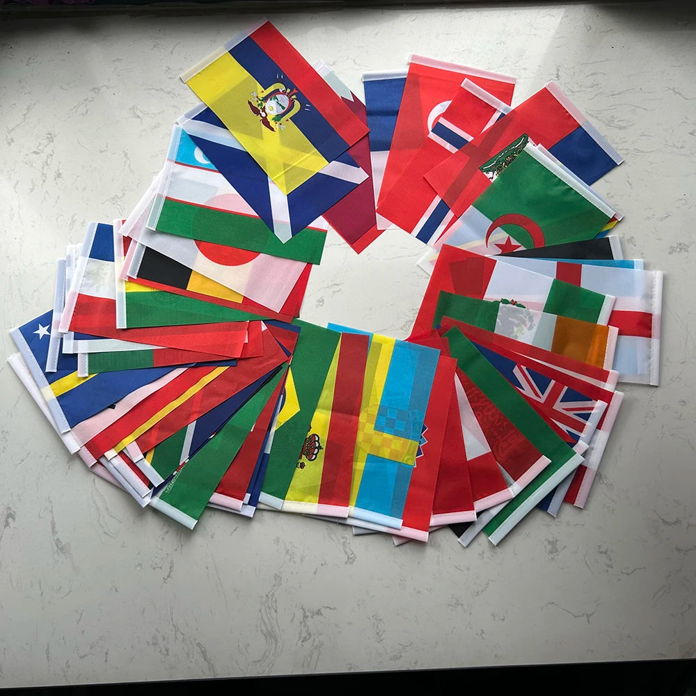 2026 World Cup Hand Flags & String Garlands – National Team Banner Decor
