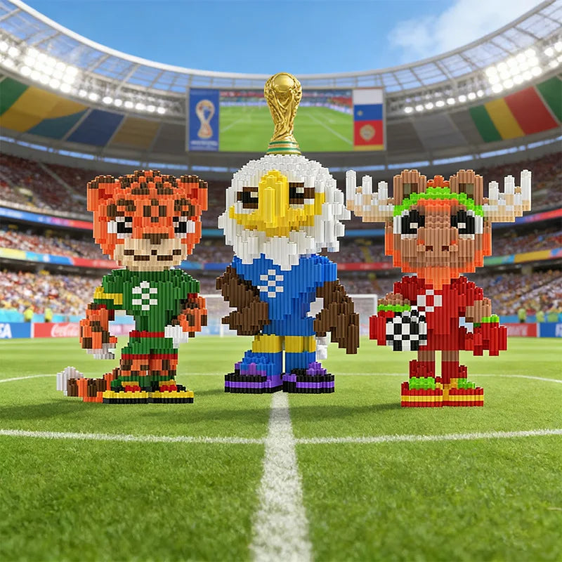 2026 FIFA World Cup Mascot Building Blocks Set Clutch Zayu Maple Mini Brick Soccer Figure Toy DIY Model Kit Collectible Gift Toy