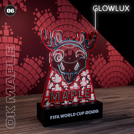 FIFA World Cup Soccer Maple Mascot 3D LED Night Light Multicolor Night Lamp Home Desktop Decor Sports Collectible Gifts for Fans
